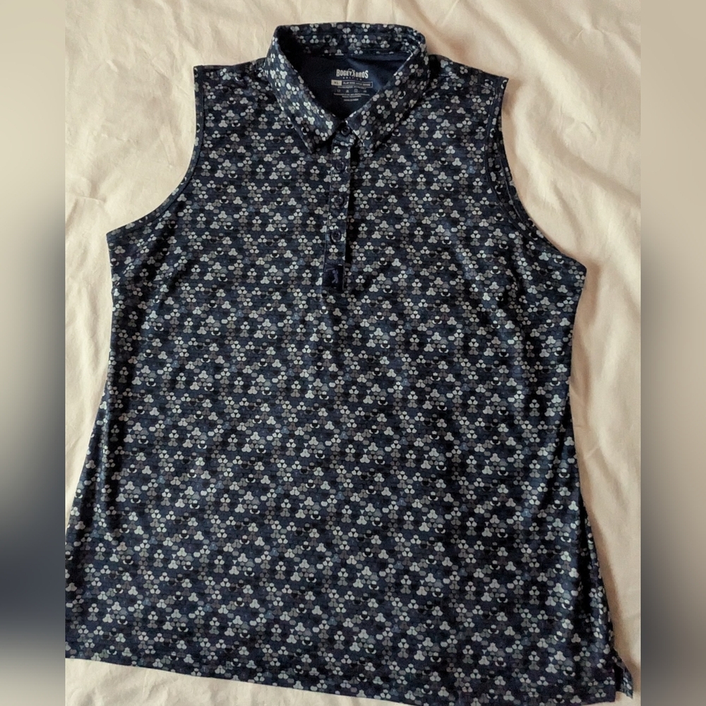 Bogey Bros Golf Co Polo Top Shirt Whale Tail  Navy Women's Size XL Pickle Ball